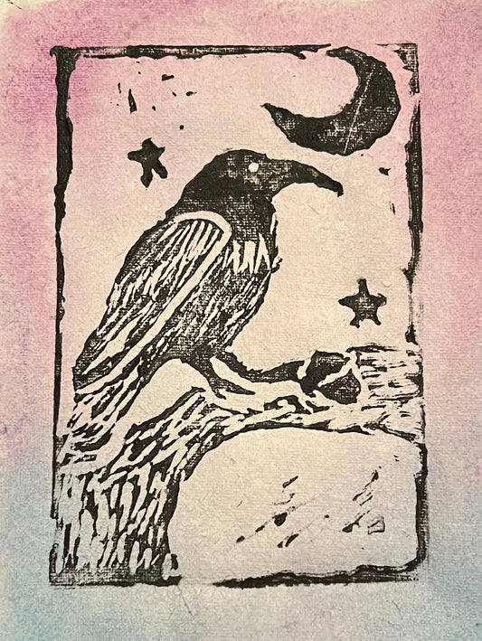 Midnight Crow (Pink/Blue, Print)