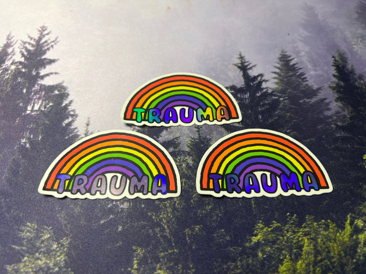 Rainbow Trauma w/ Pink font (Sticker)