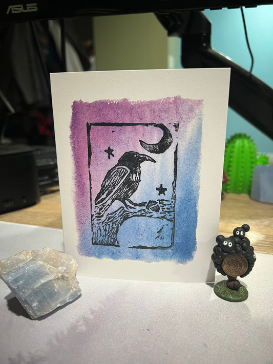 Midnight Crow (Purple/Blue, Greeting Card)