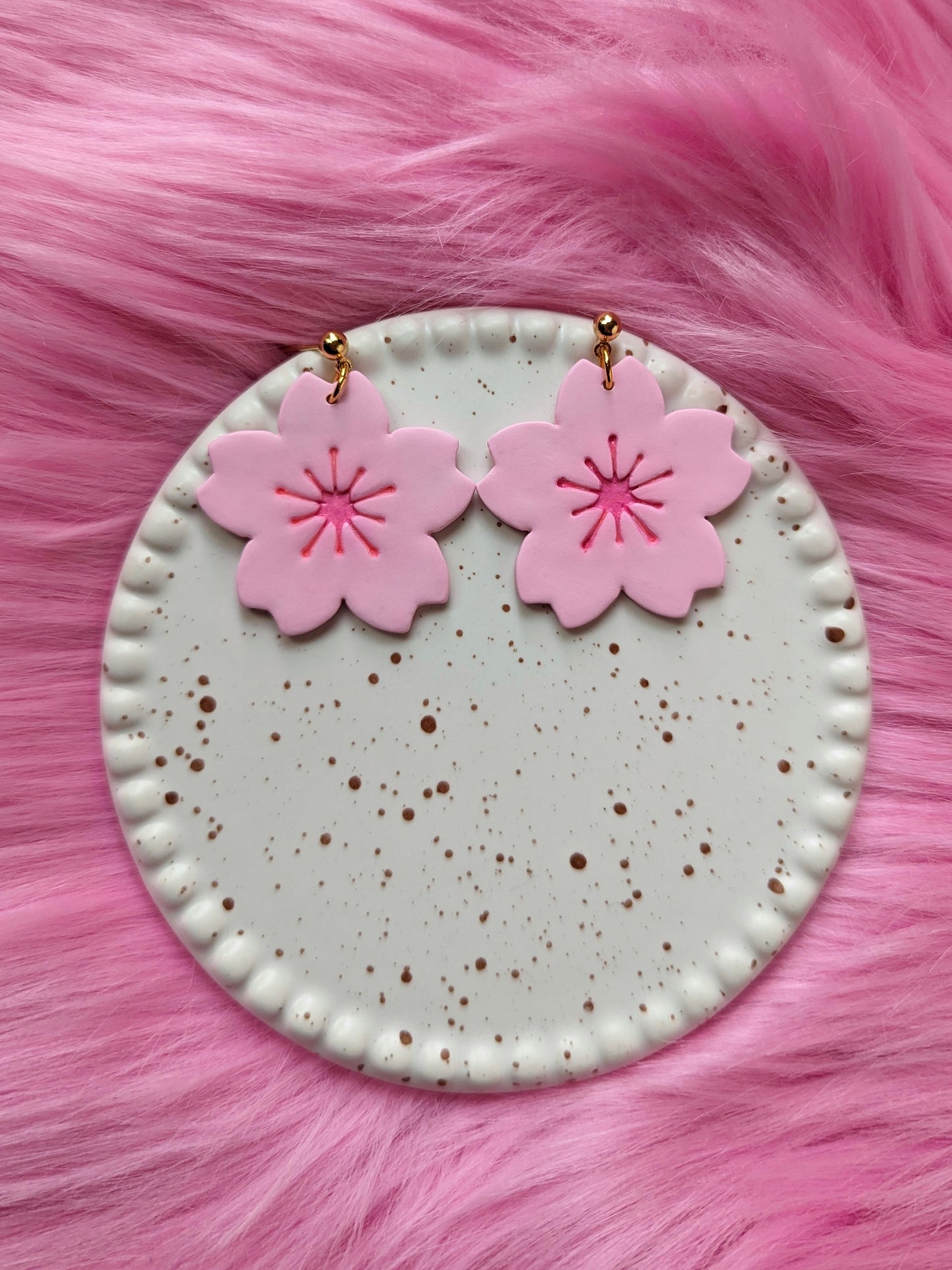 Pink Cherry Blossom Stud Dangle Earring